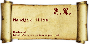 Mandjik Milos névjegykártya